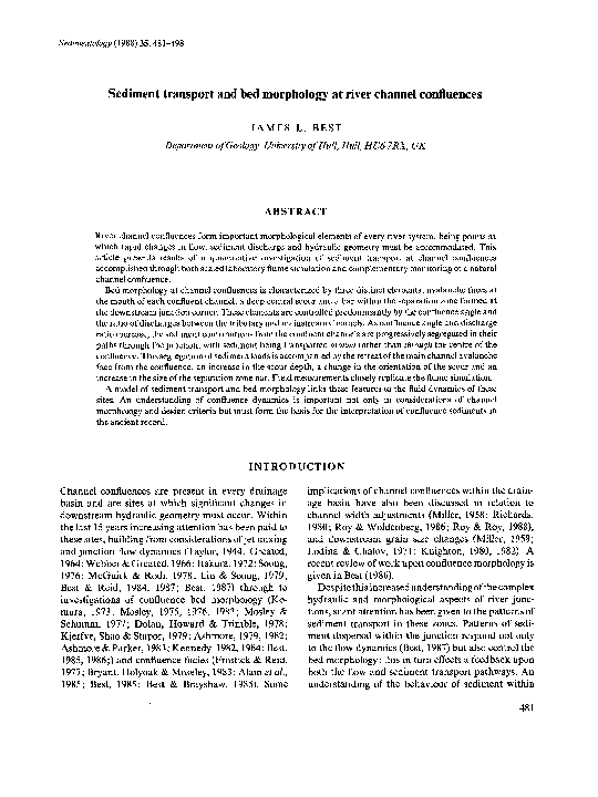 (PDF) Sediment transport and bed morphology at river channel confluences