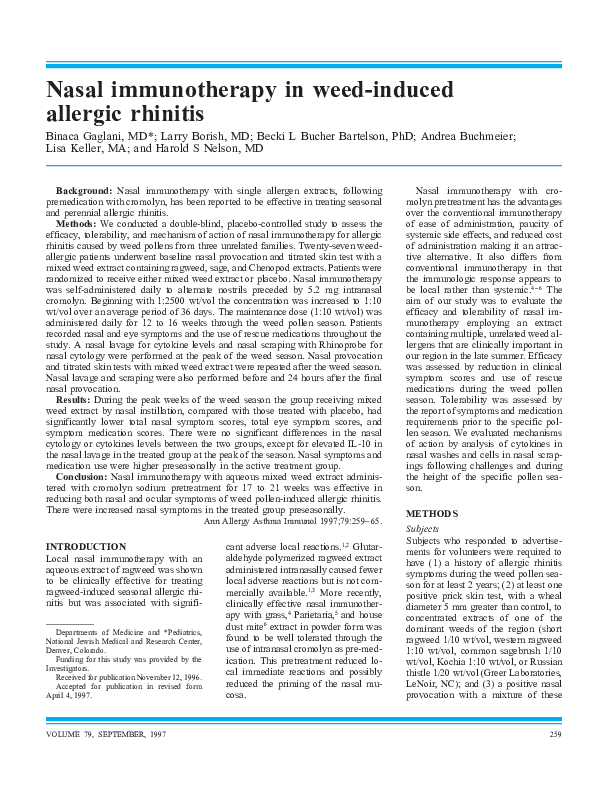 (PDF) Evaluation of Sub cutaneousRush Immunotherapy Effectiveness in