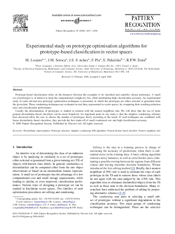 (PDF) Experimental study on prototype optimisation algorithms for ...