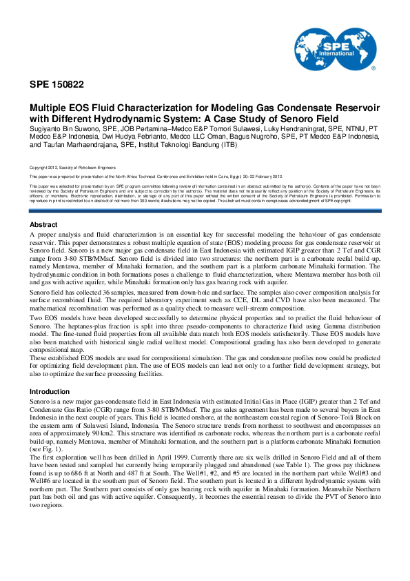 (PDF) Multiple EOS Fluid Characterization for Modeling Gas Condensate ...