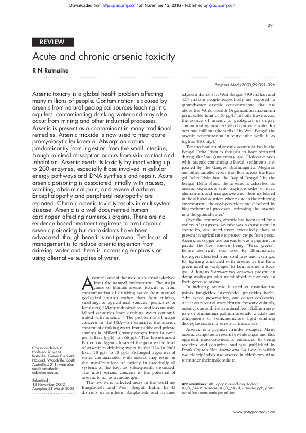 (PDF) Acute and chronic arsenic toxicity