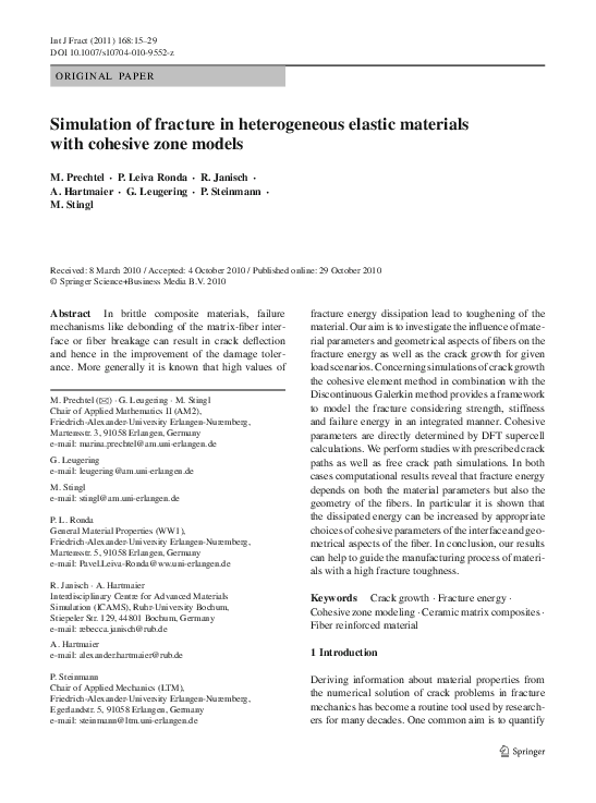 (PDF) Simulation of fracture in heterogeneous elastic materials with ...