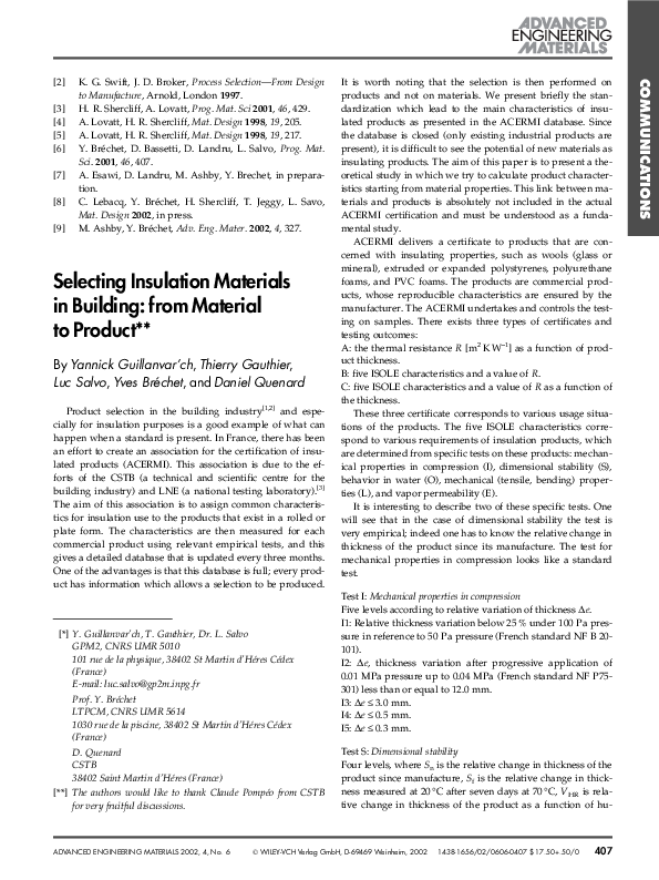 (PDF) Selecting Insulation Materials in Building from Material to