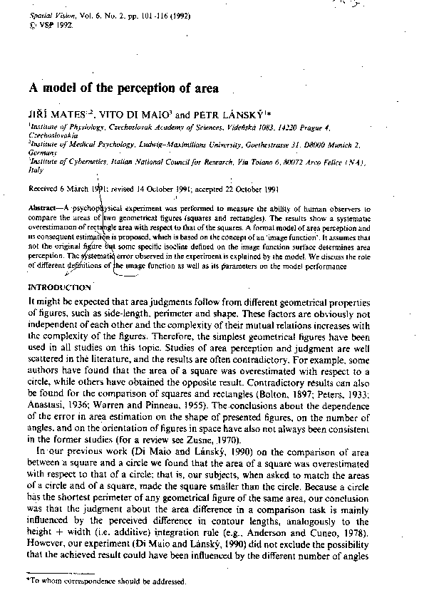 (PDF) A model of the perception of area