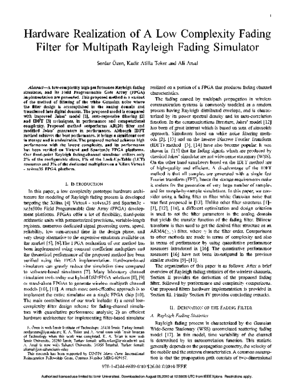 (PDF) Hardware realization of a low-complexity fading filter for ...