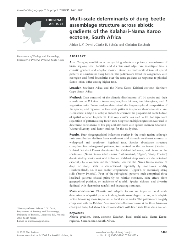 (PDF) Multi-scale determinants of dung beetle assemblage structure ...
