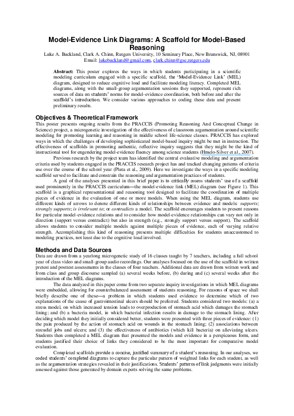 (PDF) Model-evidence link diagrams: A scaffold for model-based reasoning