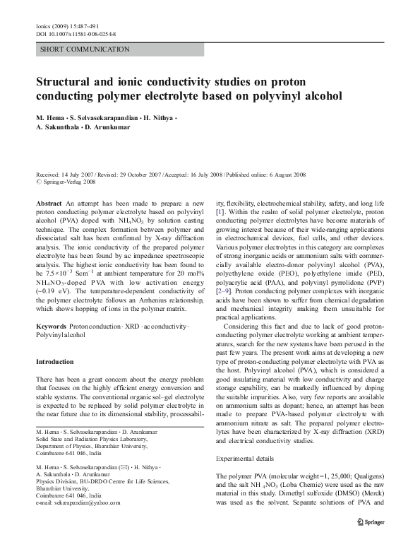 (PDF) Structural and ionic conductivity studies on P(ECH-EO):γ-BL:LiClO ...