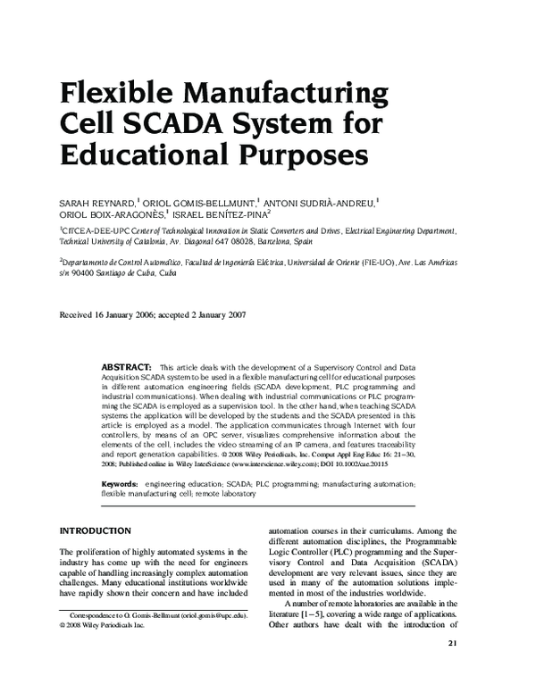(PDF) Flexible manufacturing cell SCADA system for educational purposes