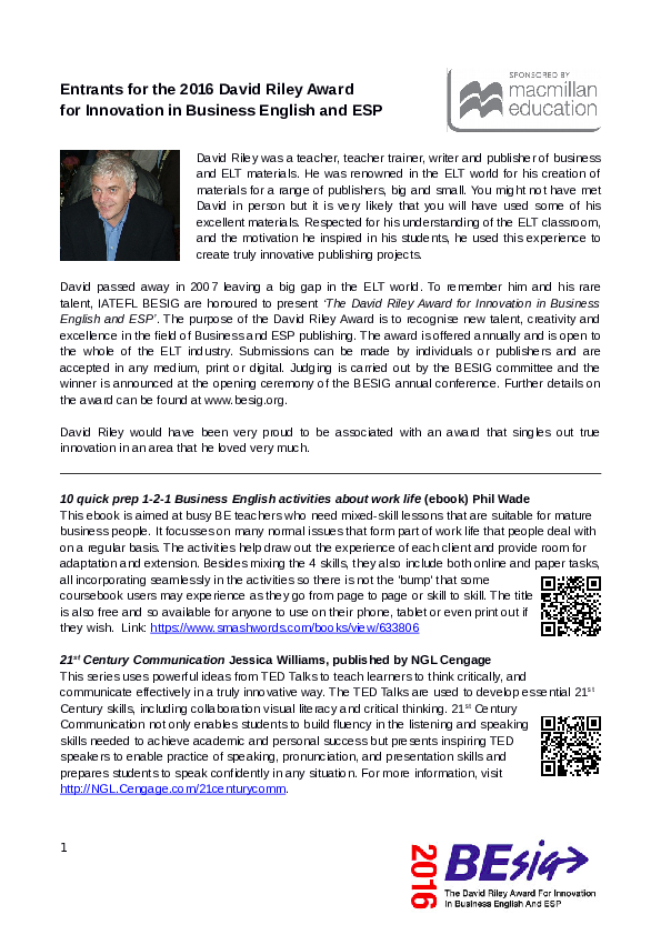 (PDF) Ebook entry for the 2016 David Riley Award for Innovation in ...