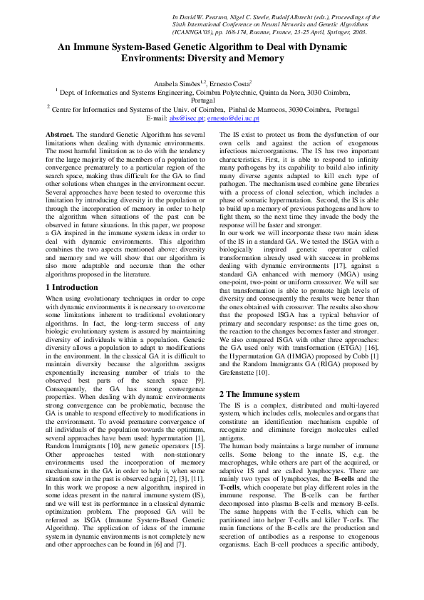(PDF) An immune system-based genetic algorithm to deal with dynamic ...