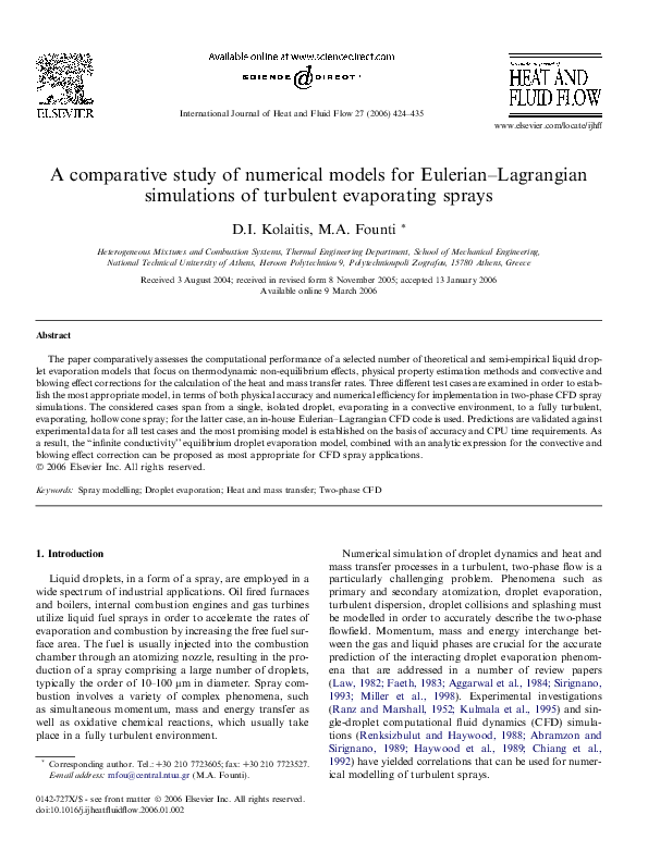 (PDF) A comparative study of numerical models for Eulerian–Lagrangian ...