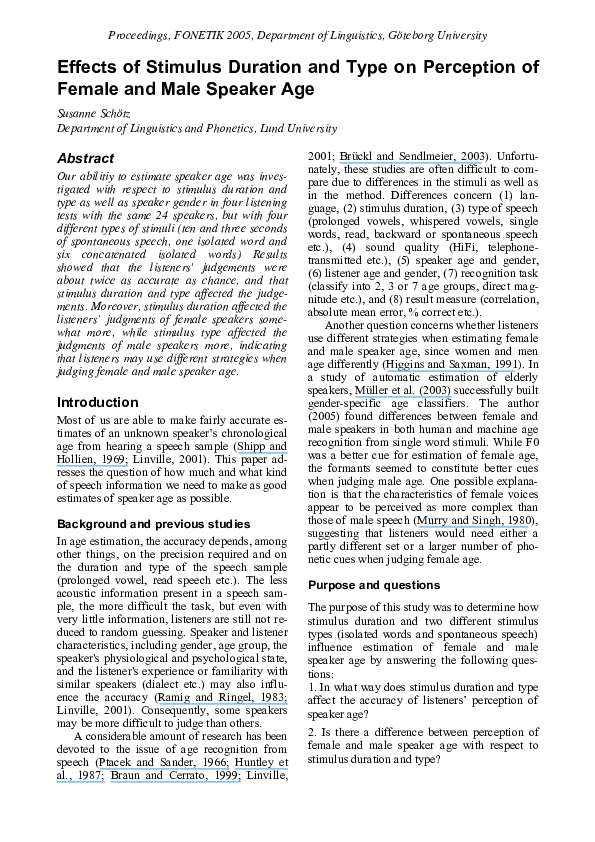 (PDF) Effects of Stimulus Duration and Type on Perception of Female and ...