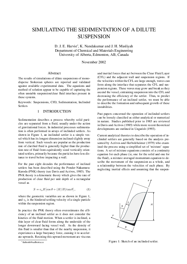 (PDF) Simulating the Sedimentation of a Dilute Suspension Jacob