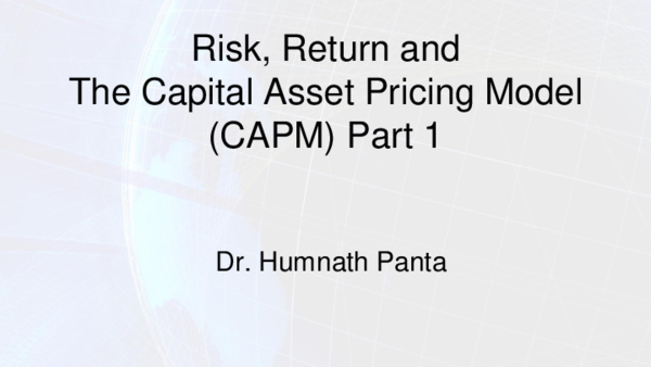 (PDF) Risk, Return and The Capital Asset Pricing Model (CAPM) Part 1