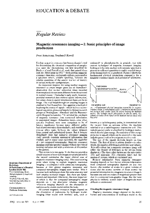(PDF) Magnetic resonance imaging--1: Basic principles of image production.