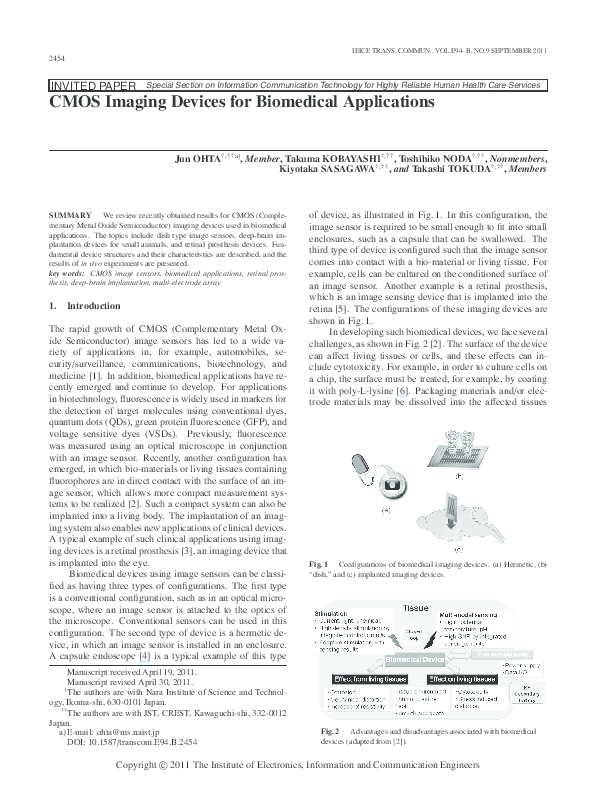 (PDF) CMOS Imaging Devices for Biomedical Applications