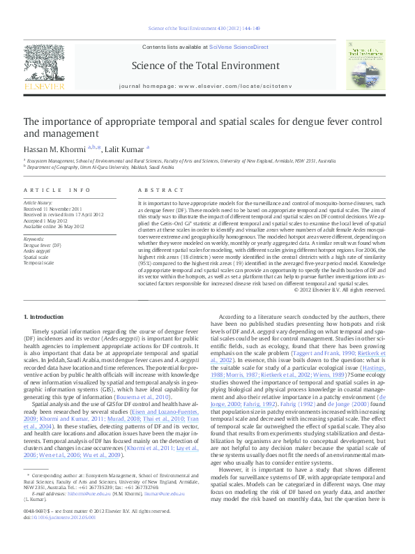 (PDF) The importance of appropriate temporal and spatial scales for ...