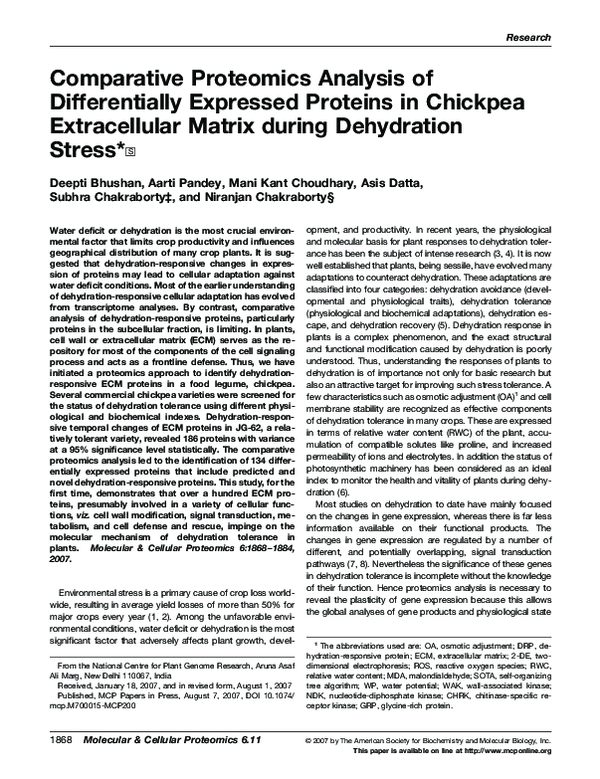 (PDF) Comparative proteomics analysis of differentially expressed ...