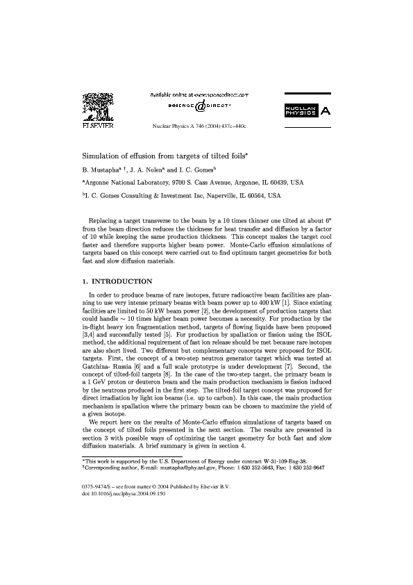 Pdf Simulation Of Effusion From Targets Of Tilted Foils Itacil Gomes Academia Edu