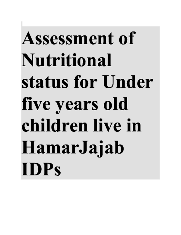 (DOC) Assessment of Nutritional status for Under five years old ...