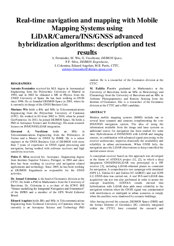 (PDF) Real-time Navigation and Mapping with Mobile Mapping Systems ...