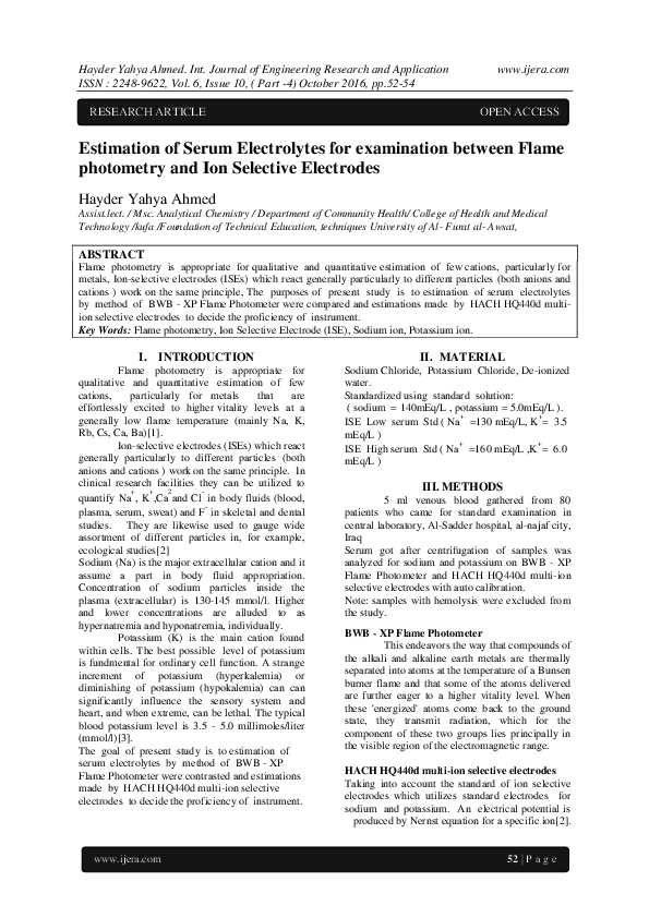(PDF) Estimation of Serum Electrolytes for examination between Flame