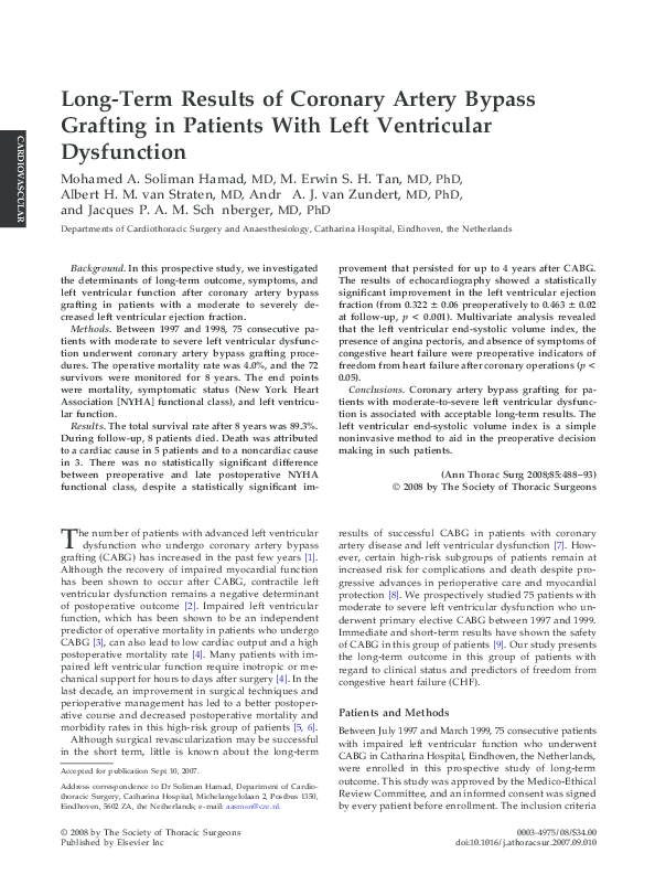 (PDF) Long-term results of coronary artery bypass grafting procedure in ...