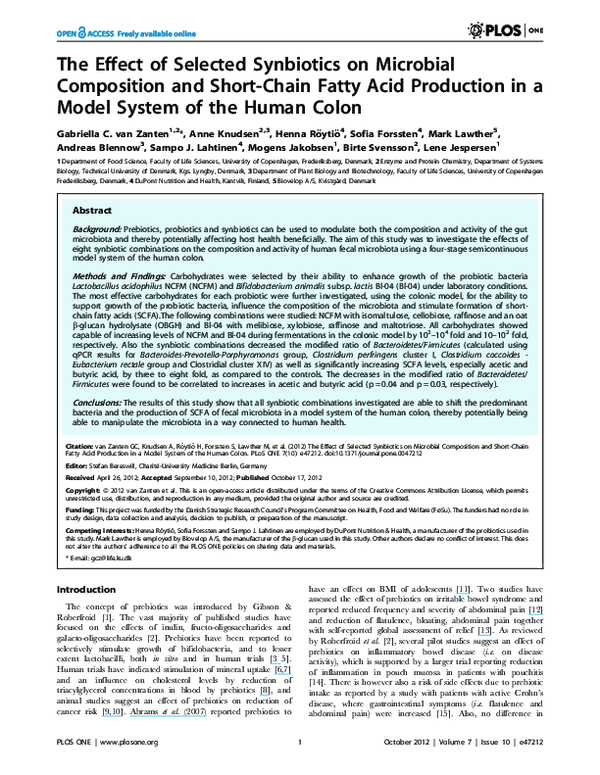 (PDF) The Effect of Selected Synbiotics on Microbial Composition and ...
