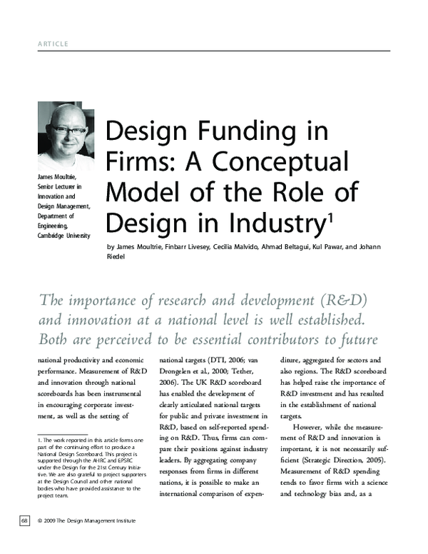 (PDF) Design Funding in Firms: A Conceptual Model of the Role of Design ...