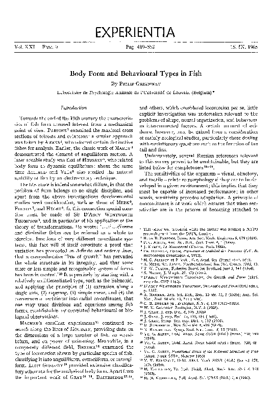 (PDF) Body form and behavioural types in fish