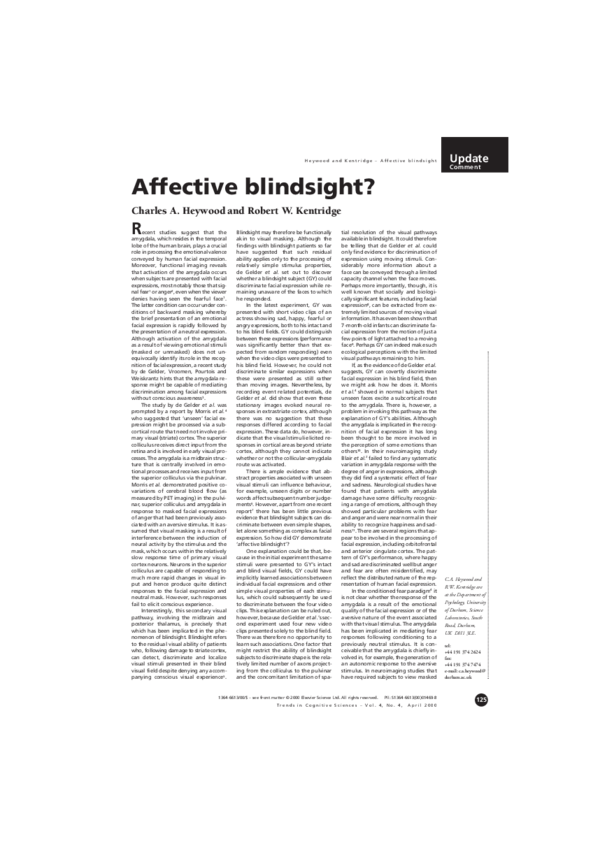(PDF) Affective blindsight? Bob Kentridge Academia.edu