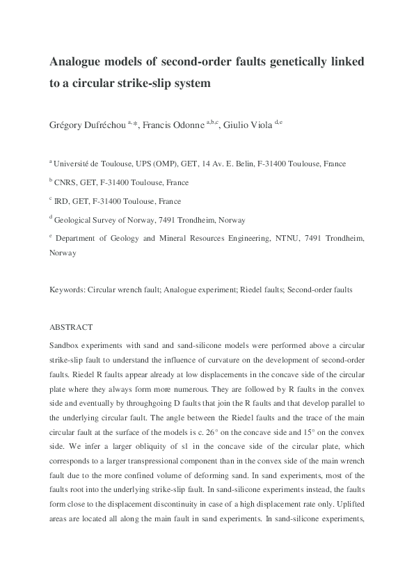 (PDF) Analogue models of second-order faults genetically linked to a ...