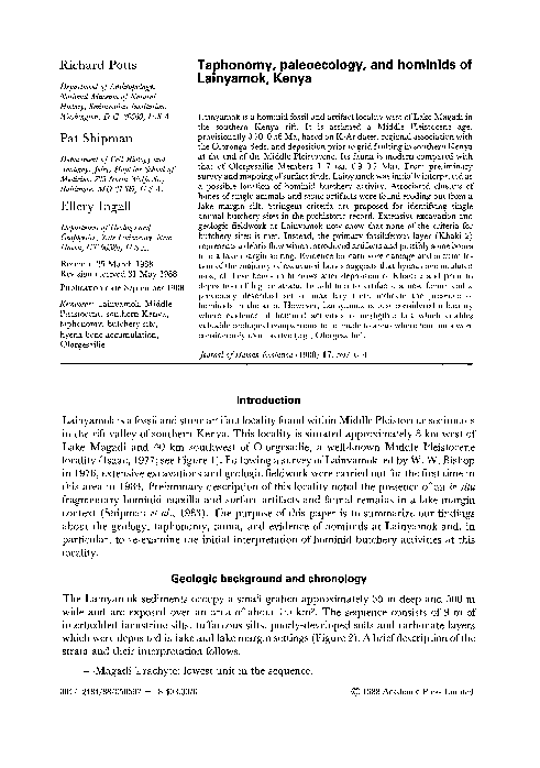 (PDF) Taphonomy and Paleoecology of Lainyamok