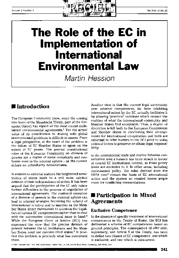 (PDF) The Role of the EC in Implementation of International ...