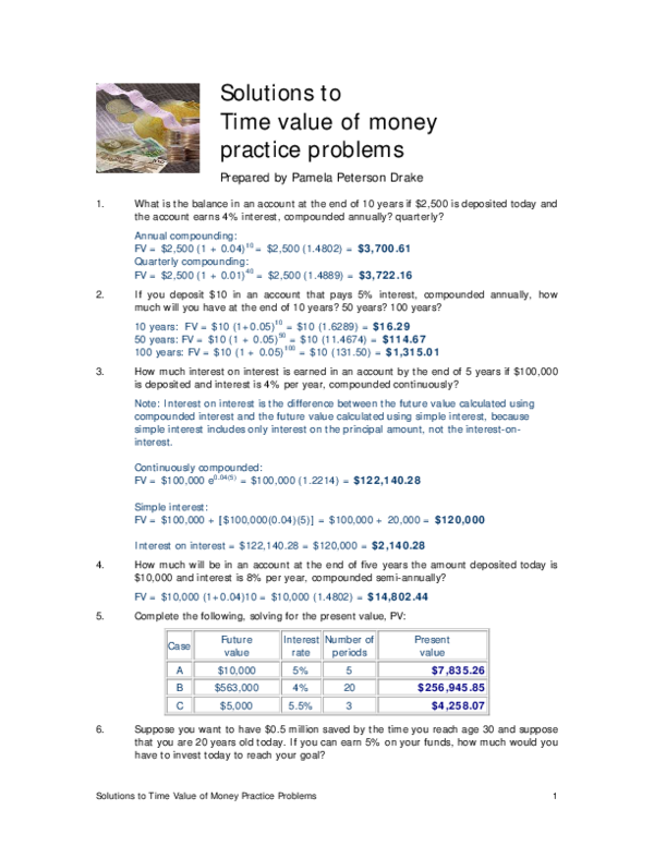 (PDF) Solutions to Time value of money practice problems Mahesh
