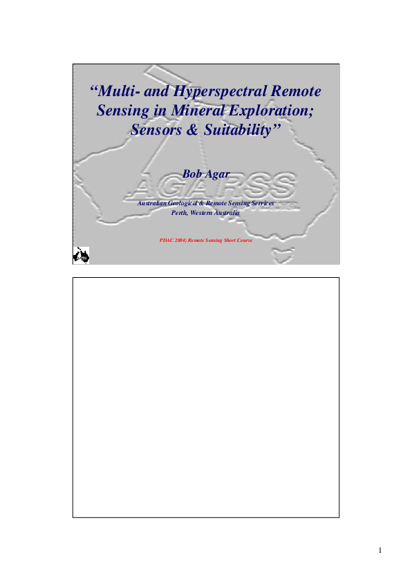 (PDF) " Multi-and Hyperspectral Remote Sensing in Mineral Exploration ...