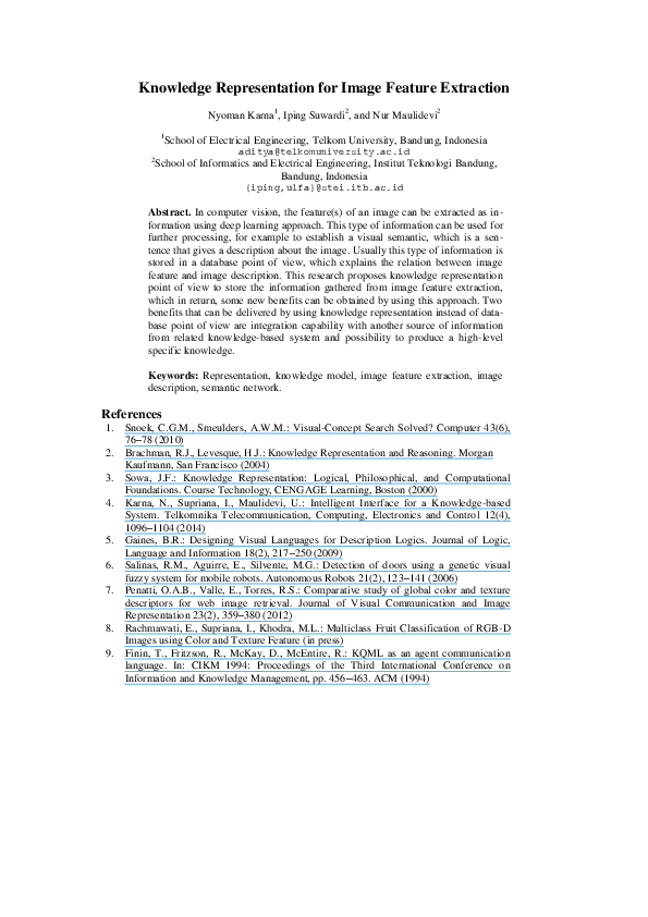 (PDF) Knowledge Representation for Image Feature Extraction