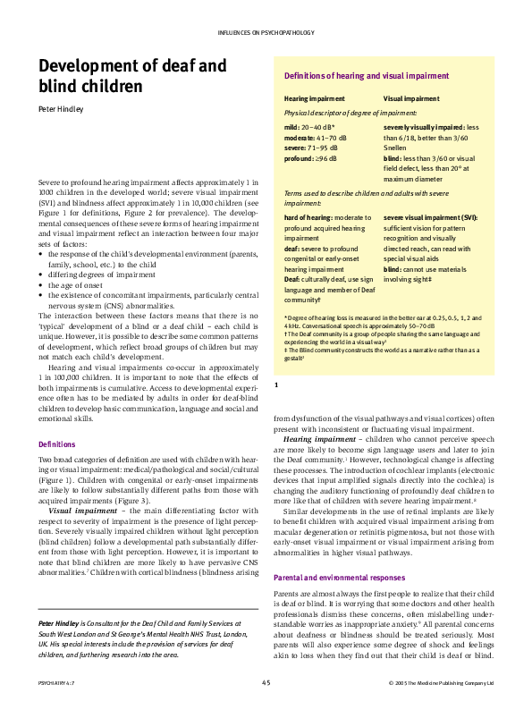 (PDF) Development of deaf and blind children