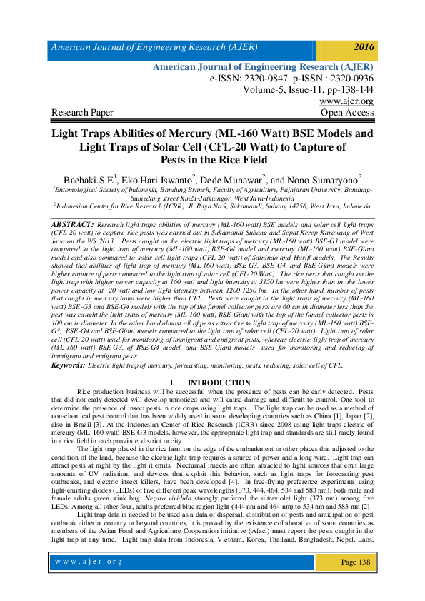 (PDF) Light Traps Abilities of Mercury (ML-160 Watt) BSE Models and ...