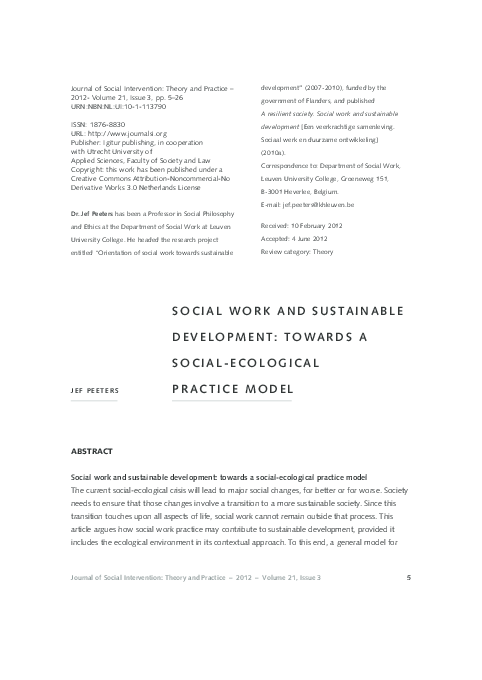 (PDF) Social work ans sustainable development: Towards a social ...