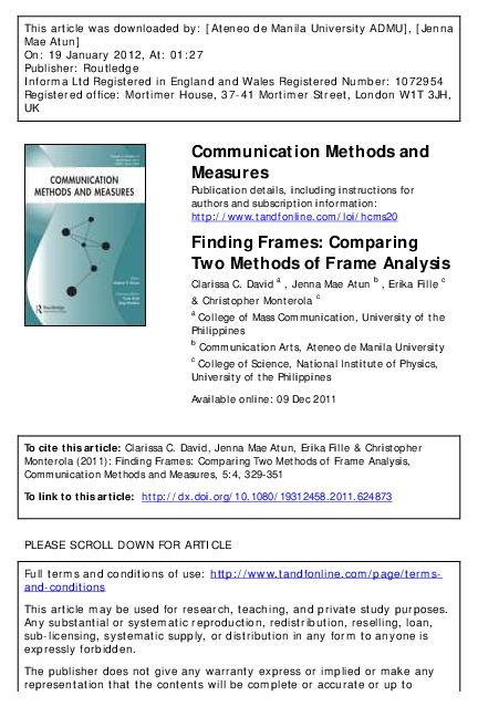 PDF Finding Frames Comparing Two Methods Of Frame Analysis Ilgiza