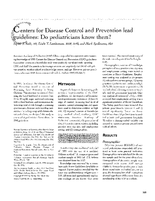 (PDF) Centers for Disease Control and Prevention lead guidelines: Do ...