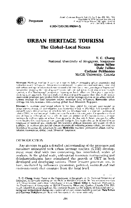 (PDF) Urban heritage tourism: The global-local nexus