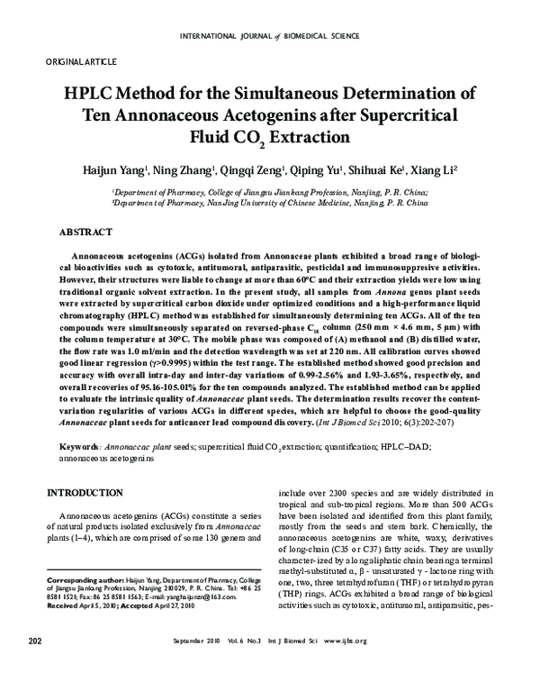 (PDF) HPLC Method for the Simultaneous Determination of Ten Annonaceous ...