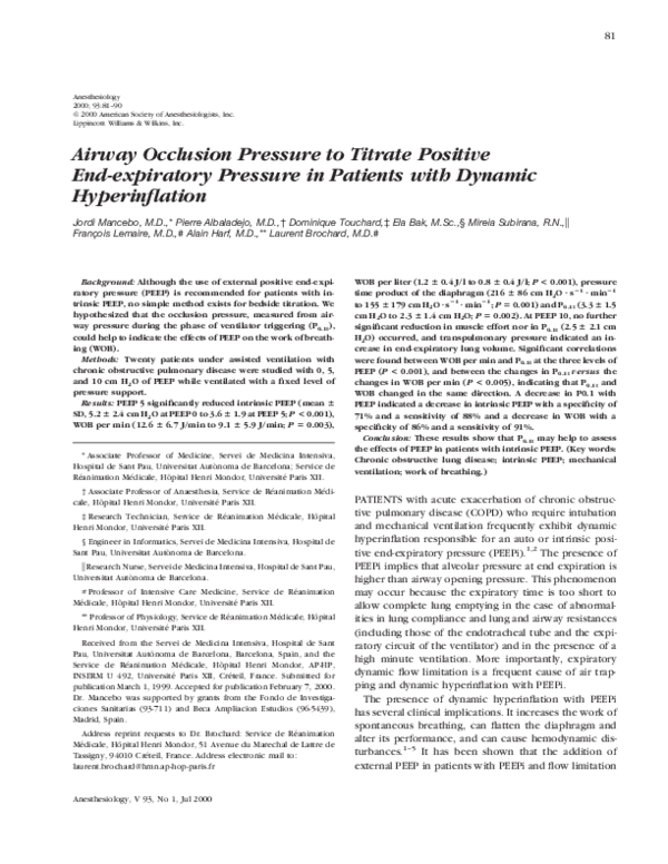 (PDF) Airway occlusion pressure to titrate positive endexpiratory