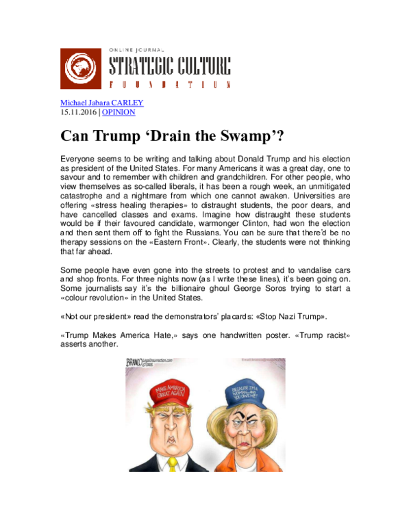 (PDF) "Can Trump 'Drain the Swamp'?" Michael Jabara Carley Academia.edu