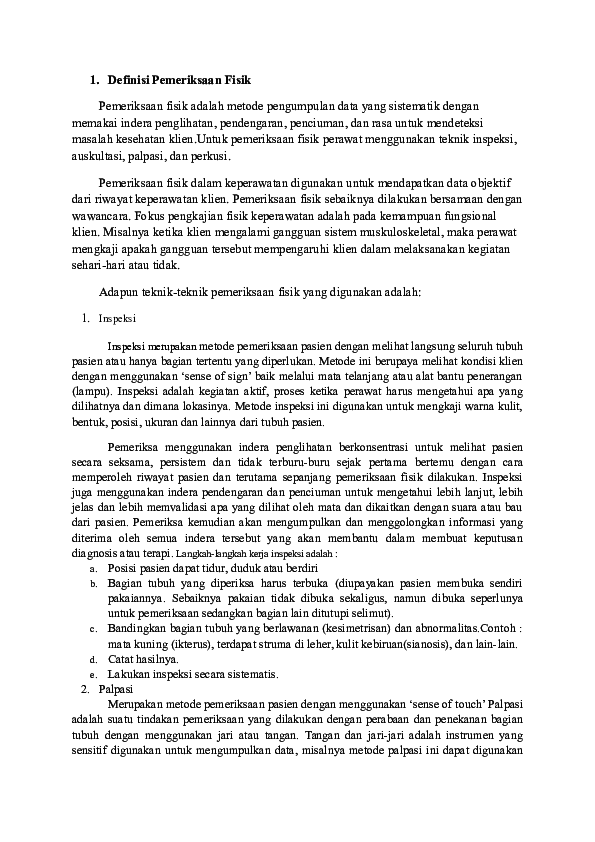 (DOC) Definisi Pemeriksaan Fisik Arfiani Juhran Academia.edu