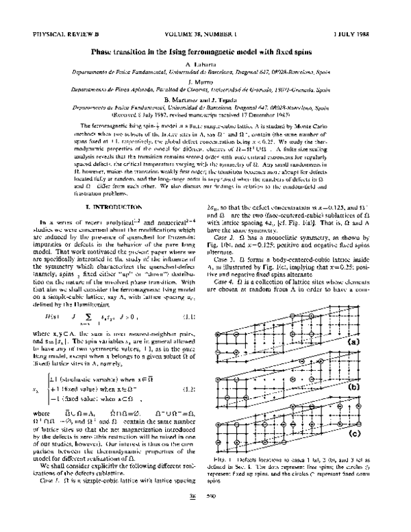 (PDF) Phase transition in the Ising ferromagnetic model with fixed spins