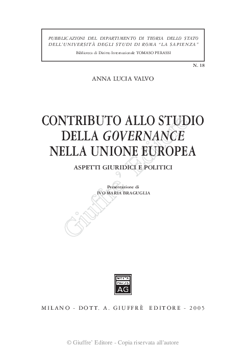 Pdf Contributo Allo Studio Della Governance Nella Unione
